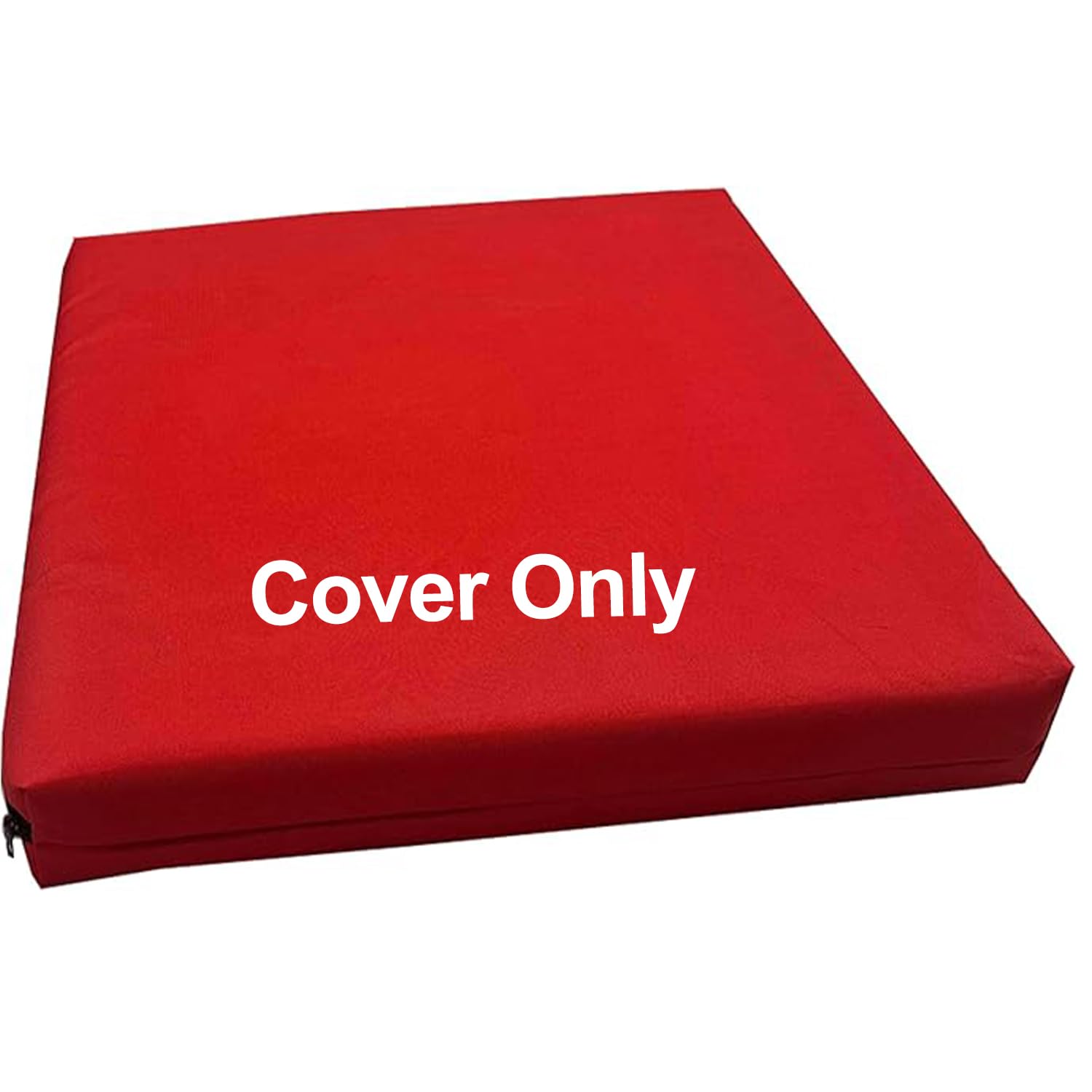 5cm (2-Inch) Thick Outdoor/Indoor Replacement Seat Cushion Cover Only – Durable, Lightweight Zippered Cover for Rattan Patio Garden Chair Pads – Machine Washable (Red, 50 x 50cm / 20" x 20")