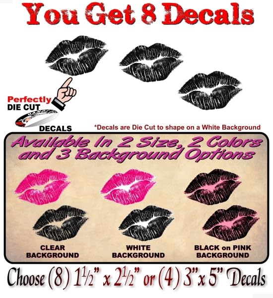 Amazon.com - 8 KISS Lips Kissing Black Lipstick Print 2.5'' on