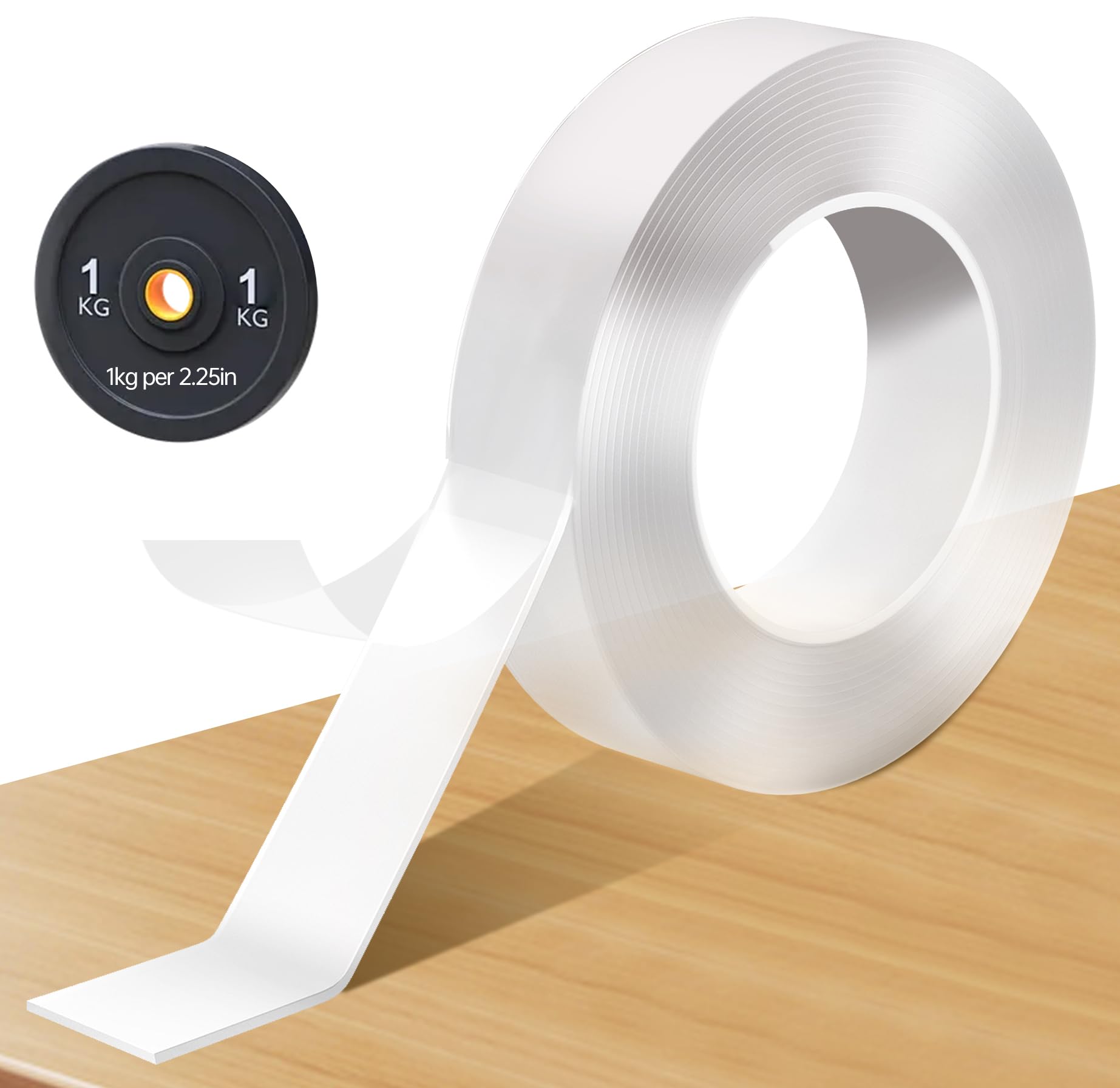 Double Sided Tape Heavy Duty, mounting Picture Hanging Adhesive Strips, DIY Extra Large Nano Tape for Wall Water Proof/Weather Proof Double Sided Tape, T002 (M, 0.07 in*1.18 in*10 Feet)