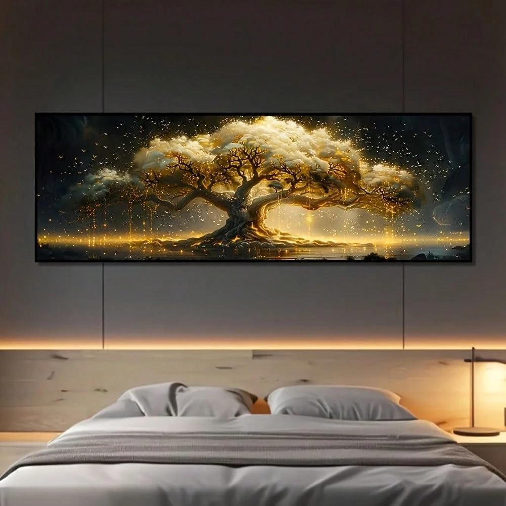 Tree Of Life Canvas Painting, Abstract Art Wall Decoration With Geometric Patterns Pictures for Living Room(50x150cm/Without frame)