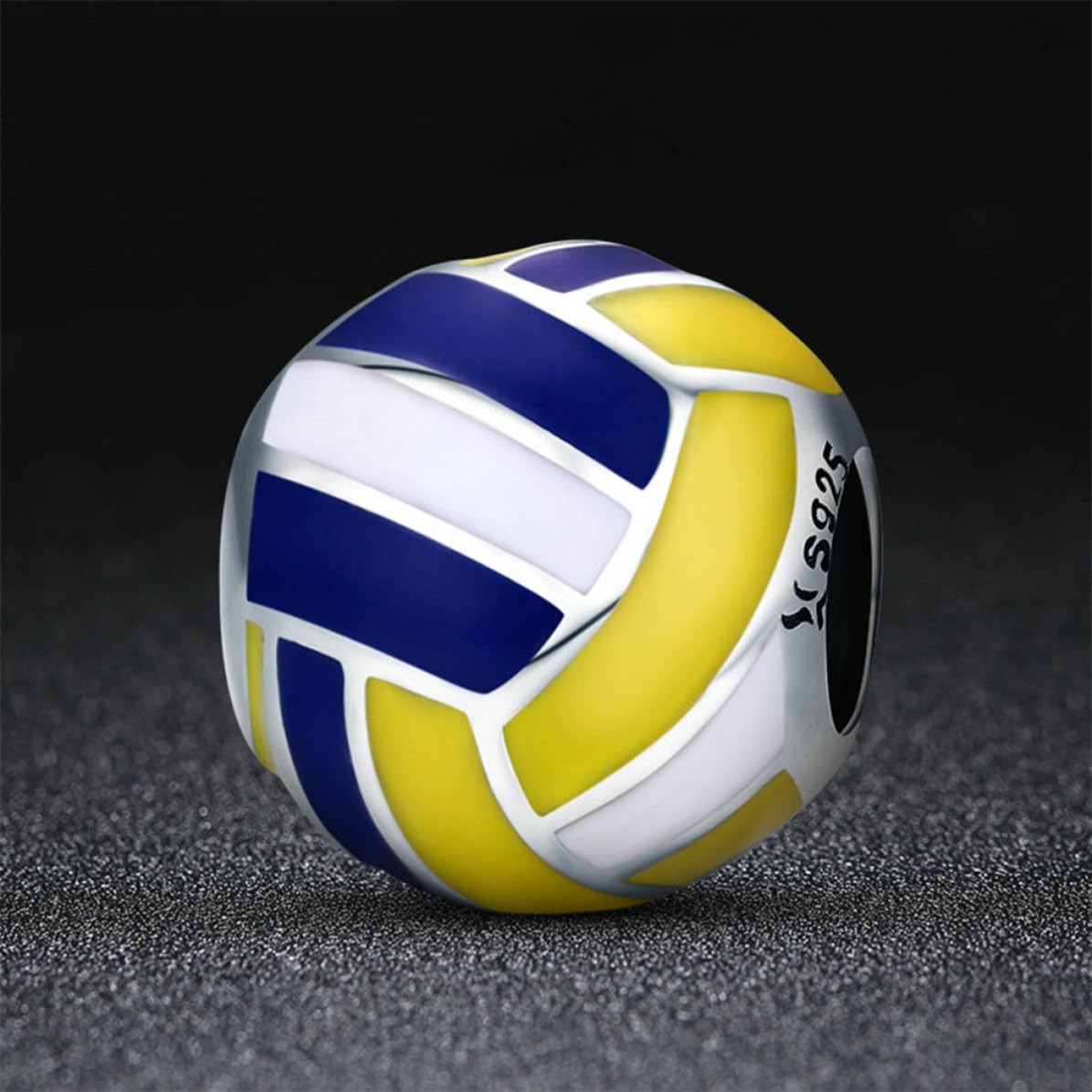 Silber Volleyball form DIY perlen Kreative Lose Perlen zum Selbermachen von Armbändern und Schlüsselanhängern in Weiß Gelb und Blau
