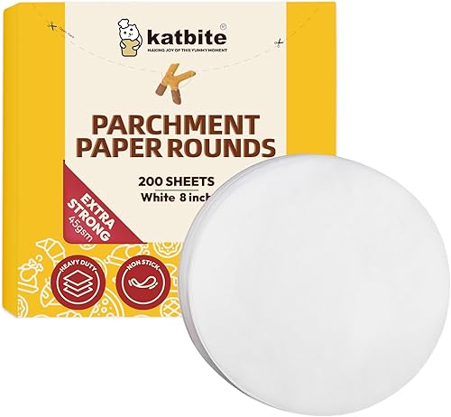 Miniatura 8 de Katbite 200 círculos de papel pergamino de 4 pulgadas, sin blanquear y antiadherente, círculos de pergamino precortados para moldes de primavera de