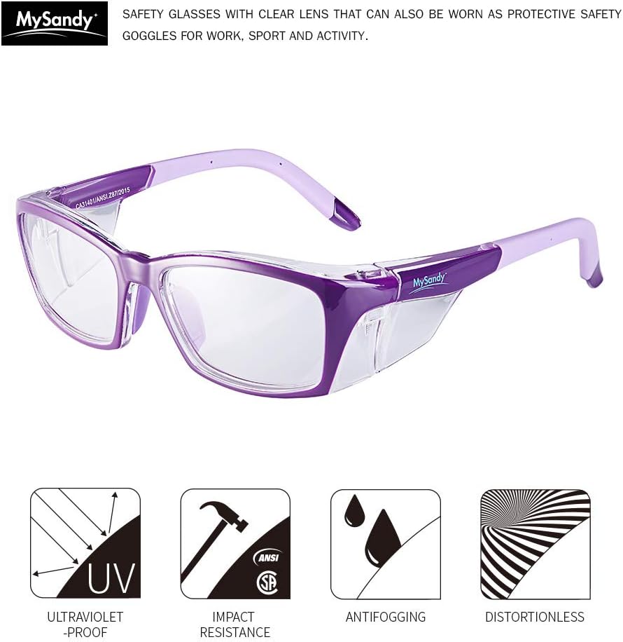 Safety Glasses ANSI Z87.1 Certified - Anti Fog & Shatterproof Protective Eyewear, Lightweight Safety Goggles for Construction, Lab, Shooting (Adjustable Fit for Men/Women)