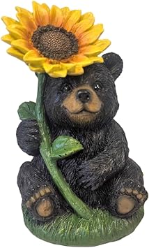 The Bridge Collection Sunflower Black Bear Figurine Cute Bear