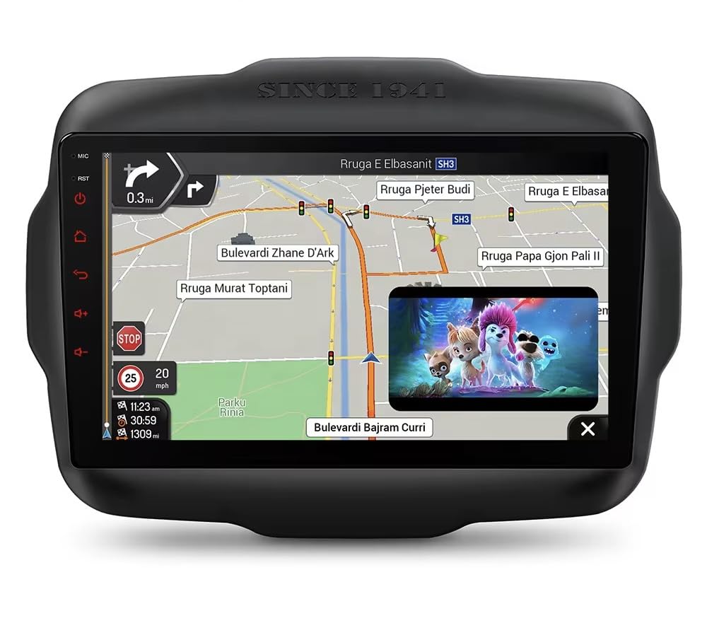 [8+128] Autoradio Android 9 Pollici per Jeep Renegade 2014-2019, Schermo Touch HD, Apple CarPlay & Android Auto, GPS Navigatore, Bluetooth WiFi USB (4GB RAM - 32GB ROM)