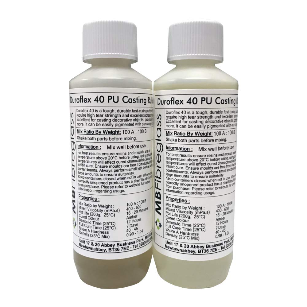 Polycraft ( Mb Fibreglass ) Amber Duroflex 40 Polyurethane Liquid Casting Rubber 500G Kit