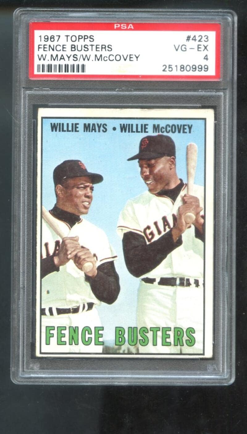 1967 Topps #423 Fence Busters Willie Mays Willie McCovey PSA 4 Graded Card MLB