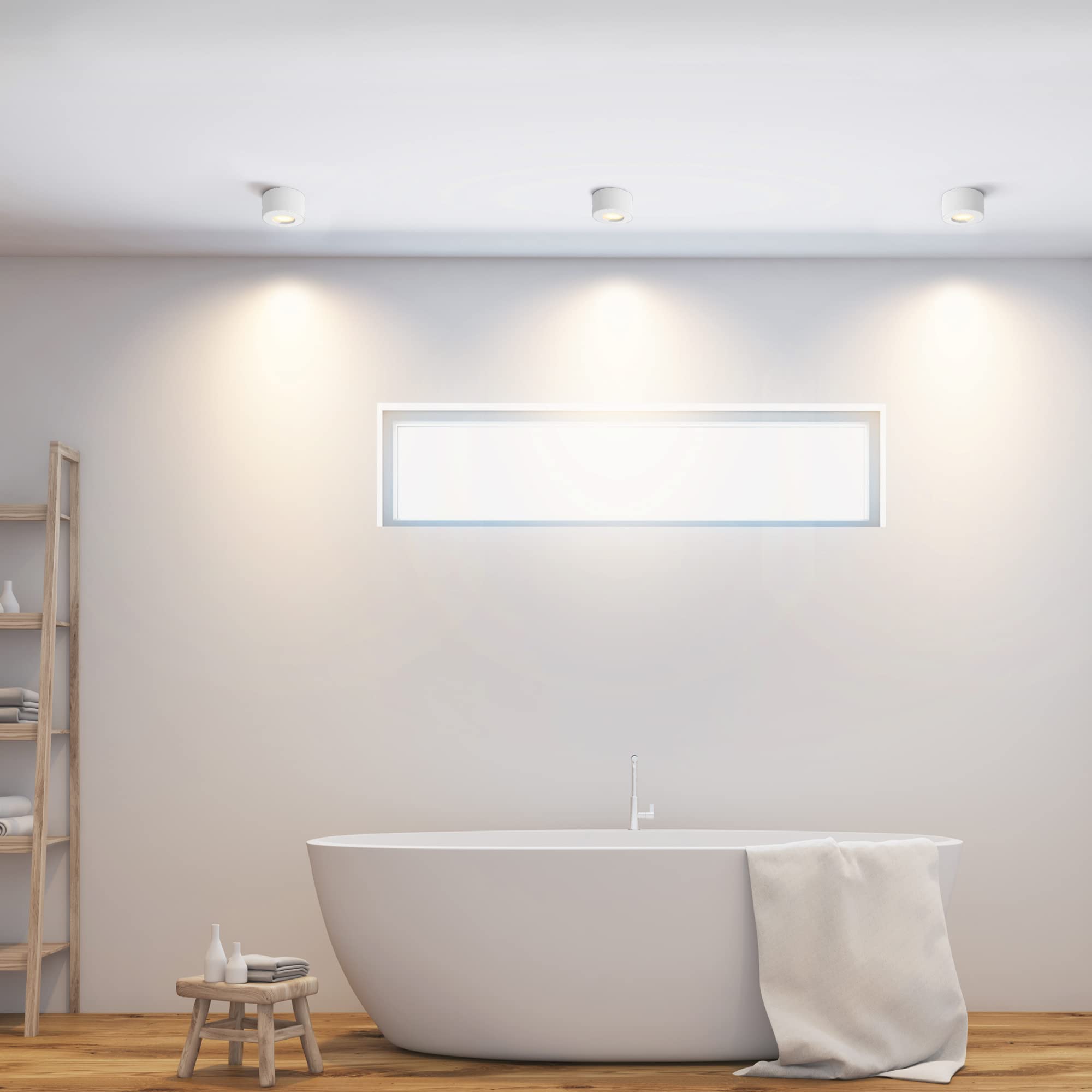 SSC-LUXon 4er Set CELI-1 Aufbauspots weiß IP44 mit fourSTEP Dimmbar ohne Dimmer LED 230V - Spots 4W warmweiß breiter Abstrahlwinkel