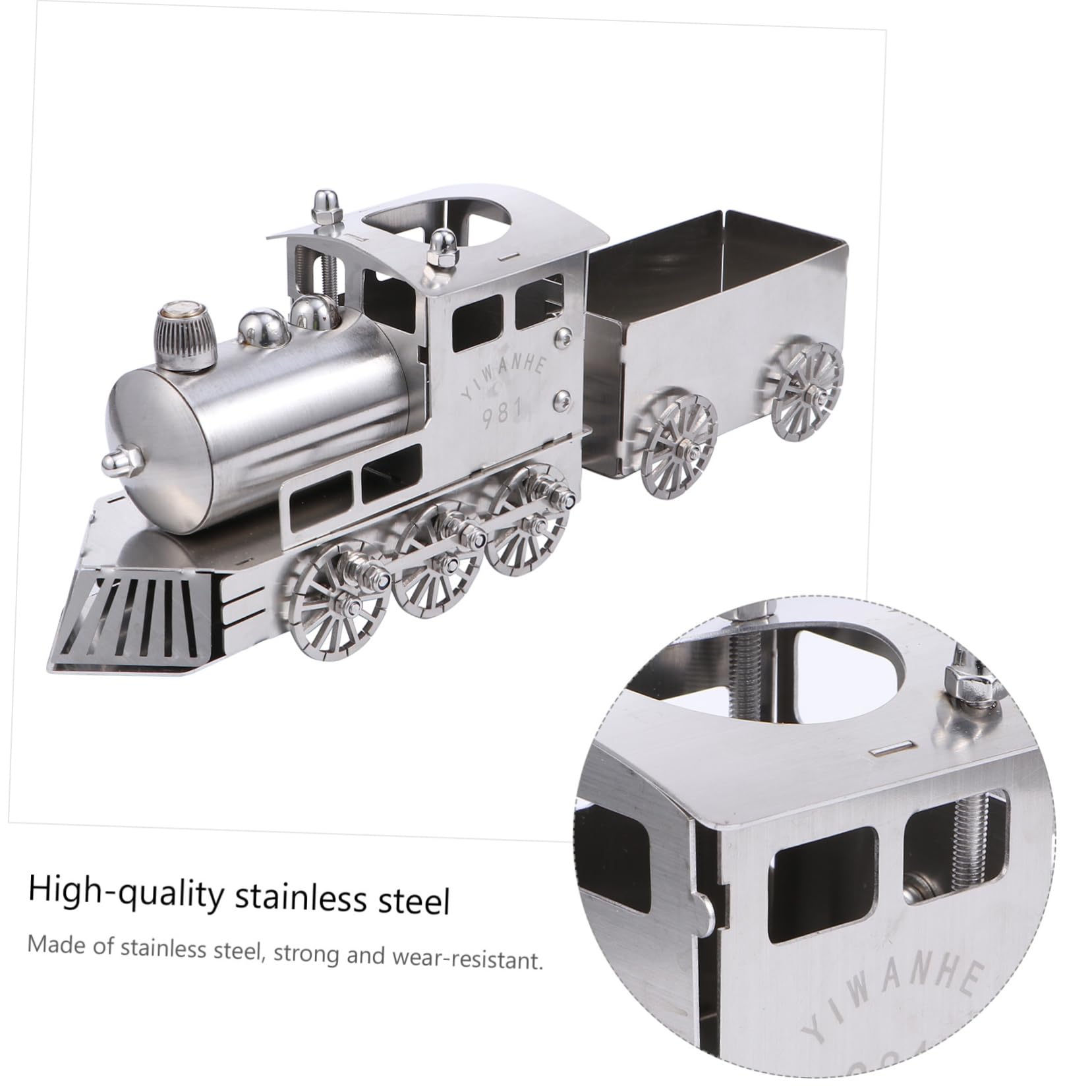 Modelo de Tren de Vapor Clásico de Acero Inoxidable para Decoración de Escritorio, Resistente a Golpes y Desgaste, Estilo Retro y Lujo para Mesa