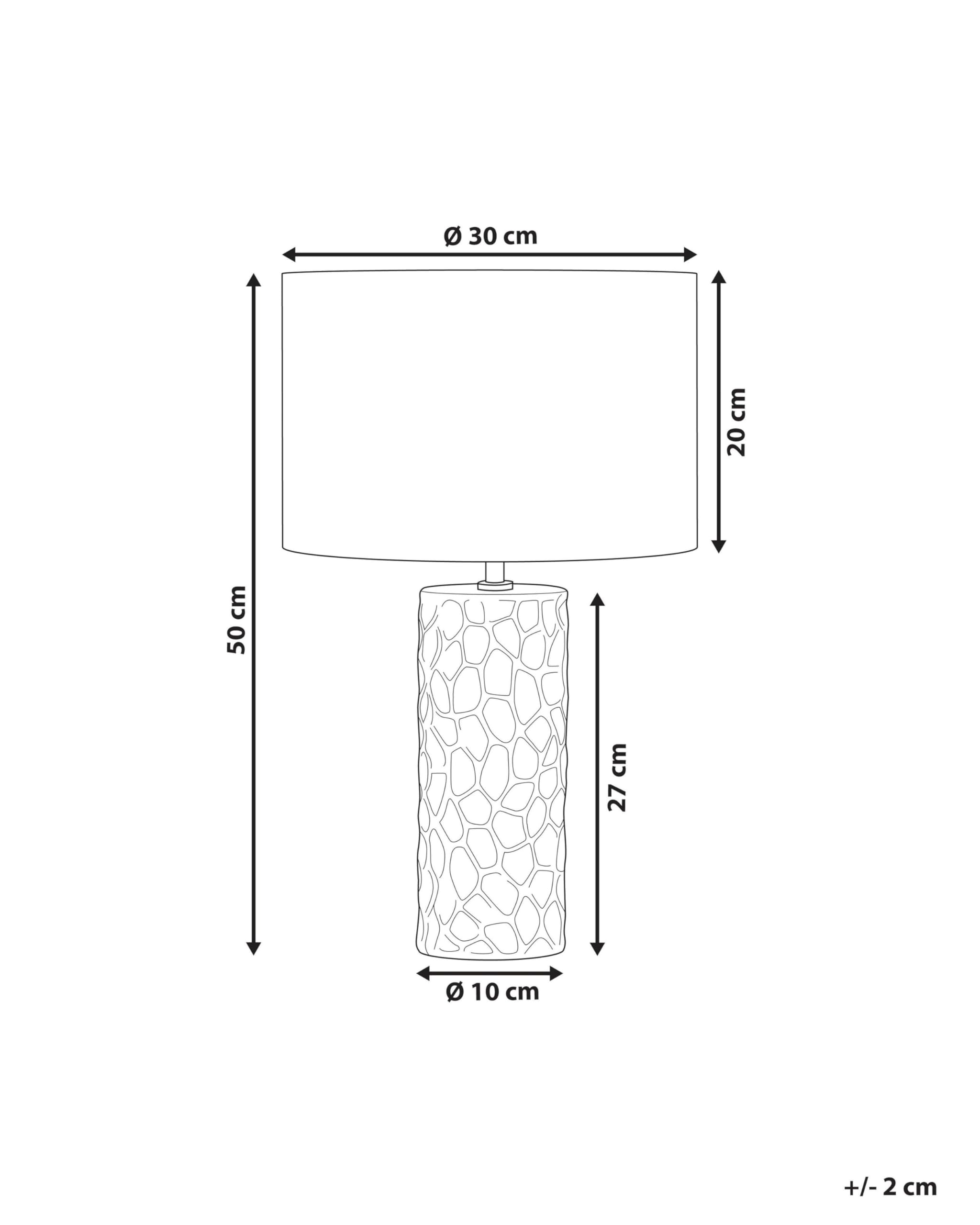 Beliani Tischlampe 50 cm Keramik geometrisch Schirm Samt gold Kabel mit Schalter Sankuru