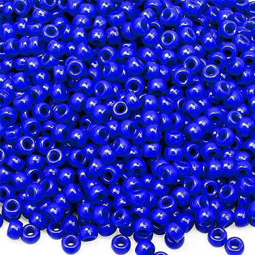 GMMA 1000 Pcs Royal Blue Pony Beads for Bracelet Plastic Beads for Jewelry Making Colourful Beads for Friendship Bracelets 6x9mm Independent Day Beads for DIY Jewelry Party Decoration Supplies