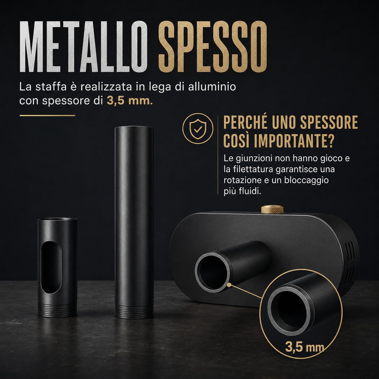 Staffa a Soffitto per Proiettore – Vano Alimentatore Integrato, Portata 10 kg, Lunghezza Regolabile 18-48 cm, Snodo Semisferico 360°, Cavo Nascosto