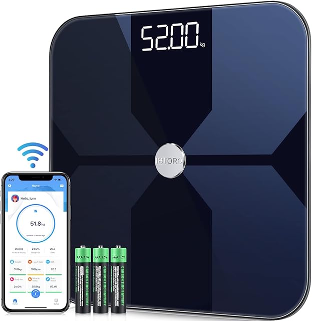 IBTORO Scales for Body Weight - Smart Wi-Fi Body Fat Scale with Composition Analyzer Monitor, Bluetooth, Wi-Fi Connection, Smart APP for Measuring Body Fat Percentage,Water, Muscle Mass
