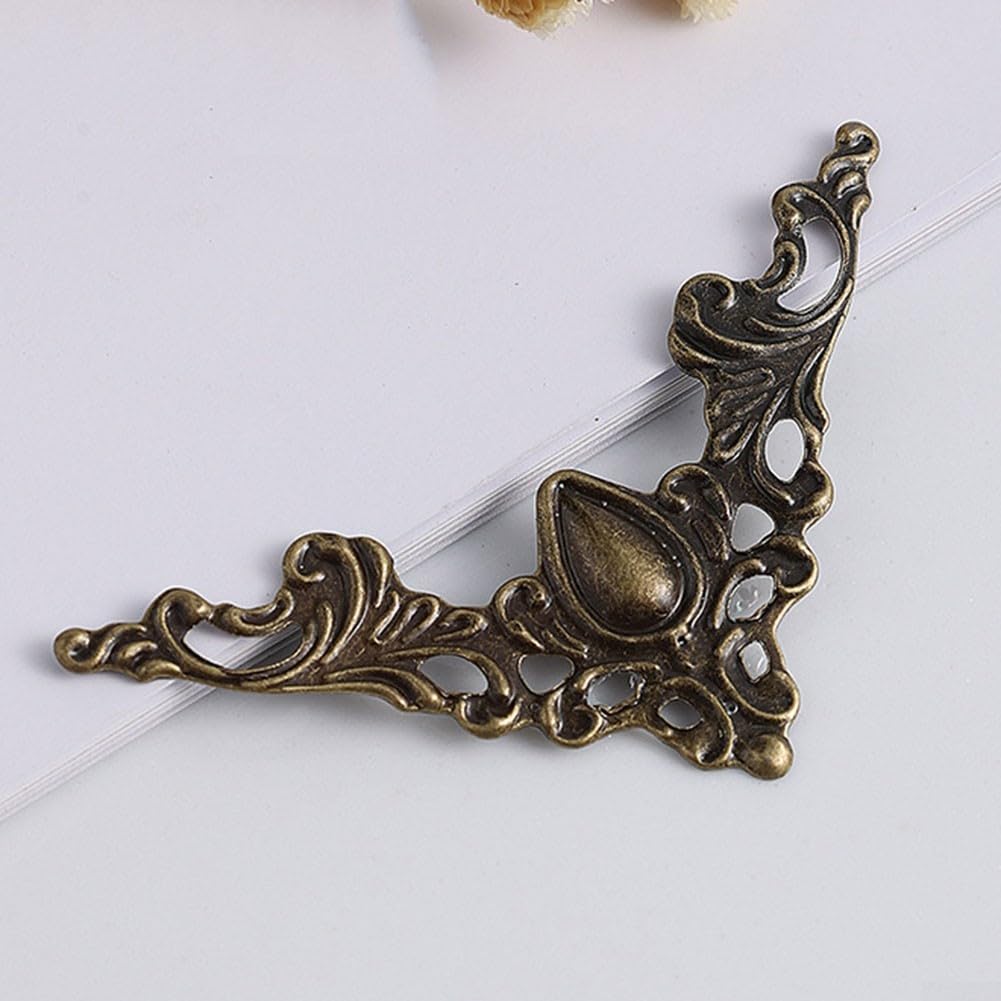 Adesivi angolari antichi, coperture angolari decorative in metallo, 12 pezzi, per mobili e scatole (bronzo)