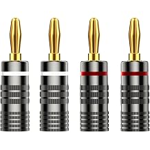 6 Pairs/12pcs Banana Plugs for Speaker Wire Banana Plugs, Banana Plug Connectors with Dual Set Screws, Red and White Aluminum Shell for AMP/Speaker/Onkyo Receiver/Denon AVR and Home Stereo Systems