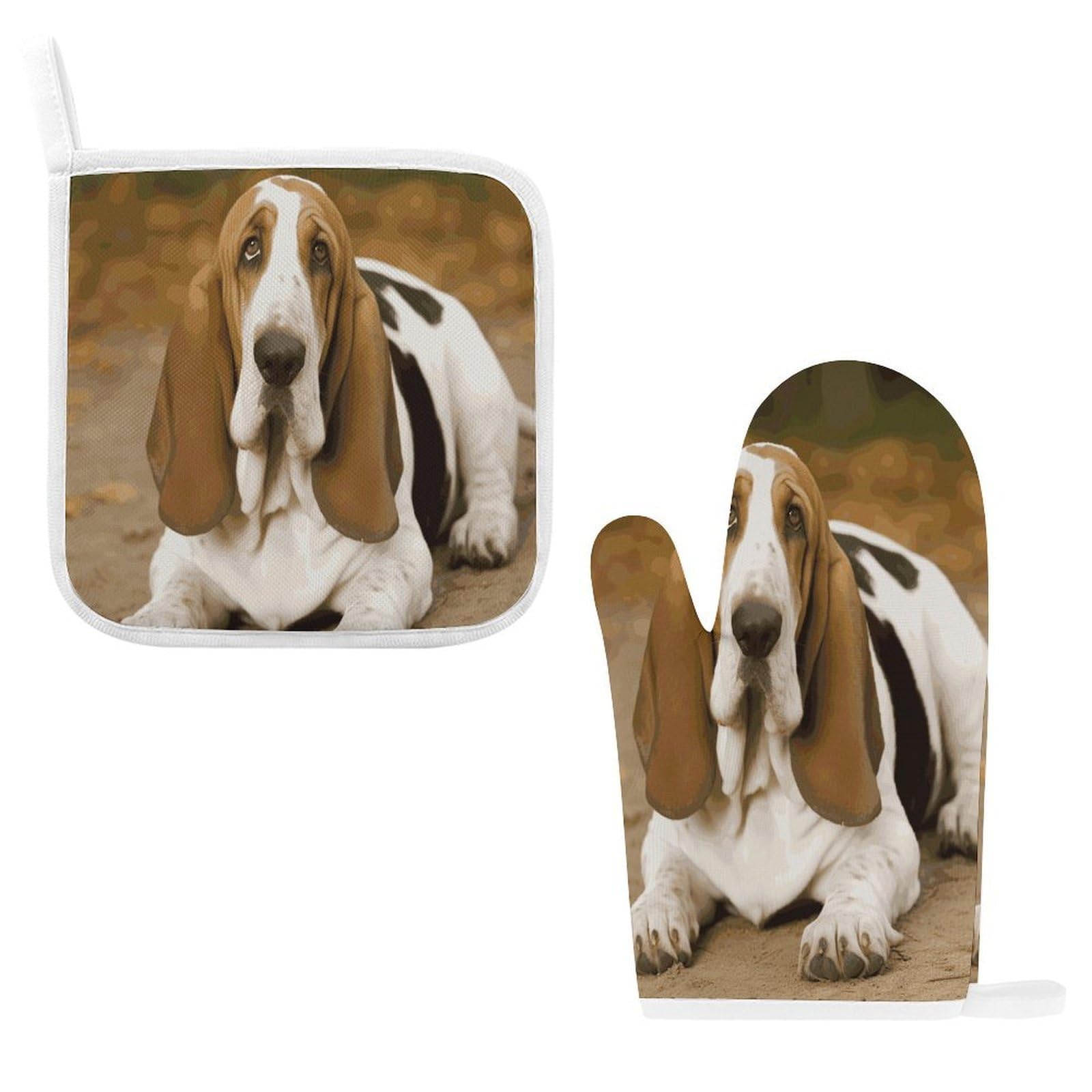 Fodpand Style Basset Hound Oven Mitts And Pot Holders Sets