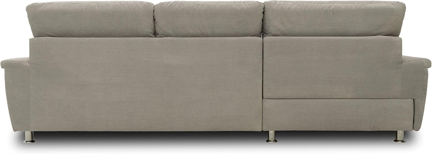 DOMO. collection Ecksofa Franzi, Couch in L-Form, Sofa, Eckcouch, Polsterecke Longchair links 279 x 162 x 81 cm (BxTxH), hellgrau