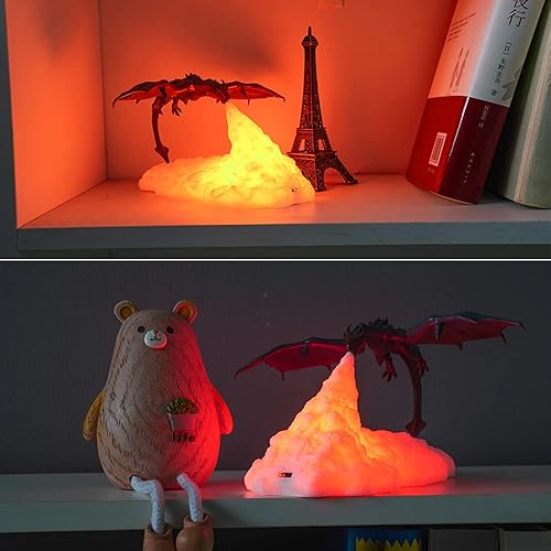Miniatura 2 de AIIONP Lámparas de dragón de fuego, luz nocturna impresa en 3D, luz de luna LED, lámpara de dragón de hielo USB, regalos de dragón de Navidad, luz