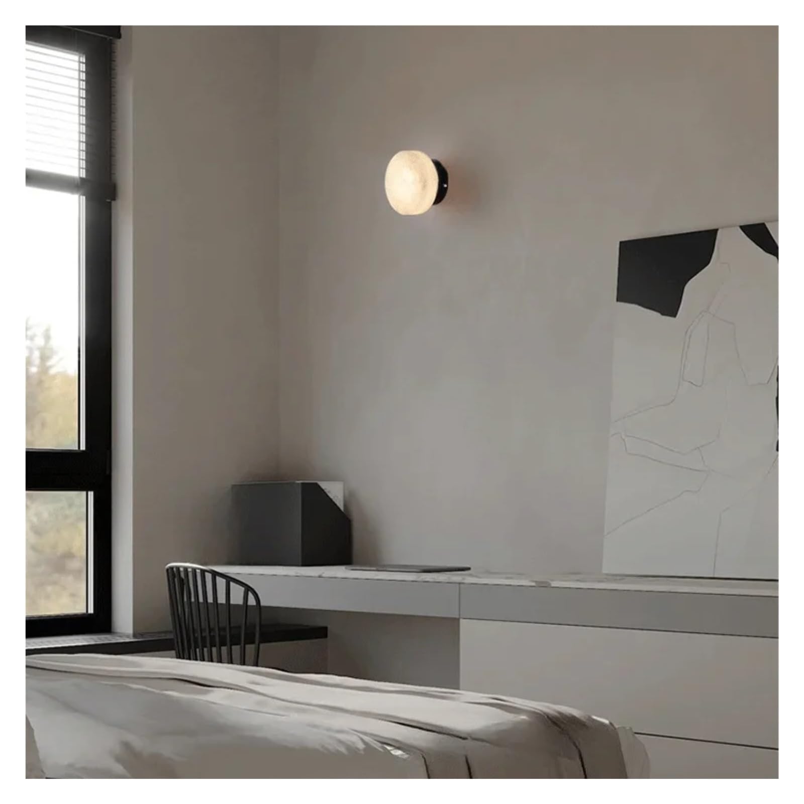 ASerZenith Natural Marble Wall Lamp Tv Background Wall All Copper Lamp Light Luxury Creative Art Hotel Bedroom Bedside Lamp,Black