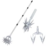 Rotary Cultivator, Adjustable Hand Tiller Garden Tool with Detachable Solid Metal Tines for Loosing and Mixing Soil,2-in-1 Manual Tiller Garden Cultivator for Reseeding Grass 58 Inch