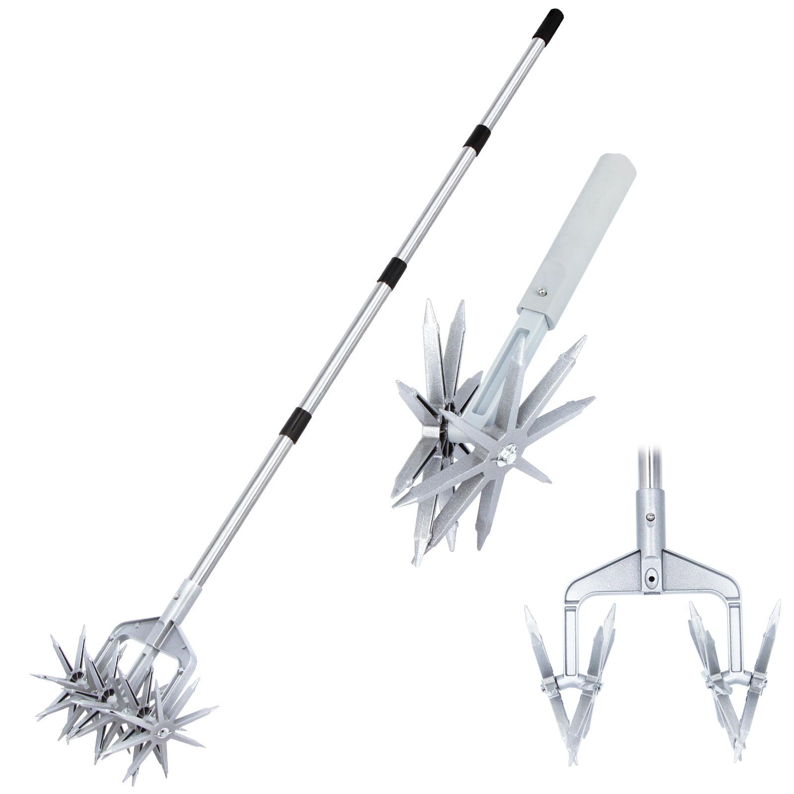 Rotary Cultivator Garden Cultivators for Gardening, Effortless 3-in-1 Hand Tiller Manual Tiller for Gardening, Durable Hand Tiller Garden Tool for Soil Mixing or Reseeding Grass