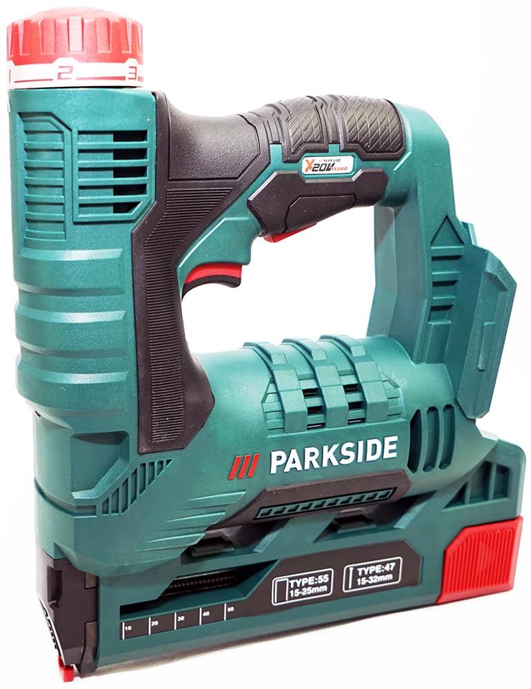HEADNMORE® Paquete – 1 grapadora Parkside de 20 V con batería PAT 20 + 1 llavero HEADNMORE® (1 batería de 4 Ah)