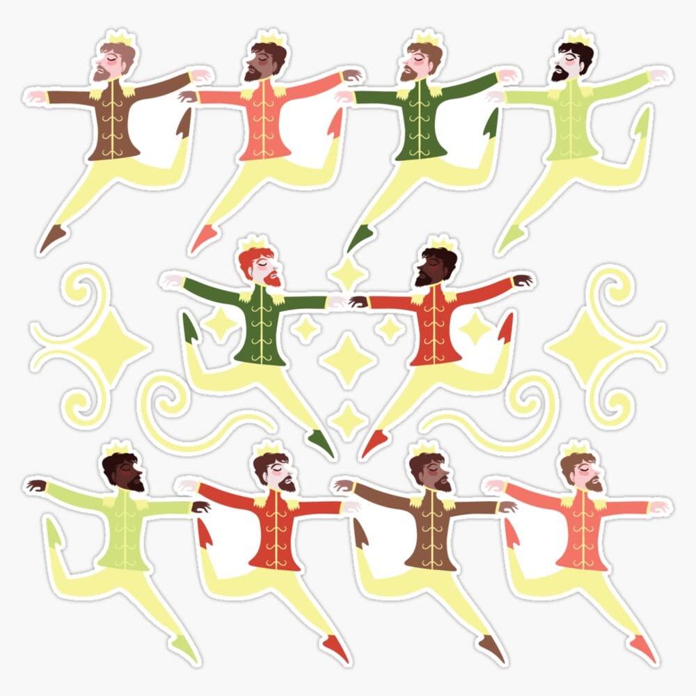 Ten Lords A-leaping Sticker Bumper Sticker Vinyl Decal 5"