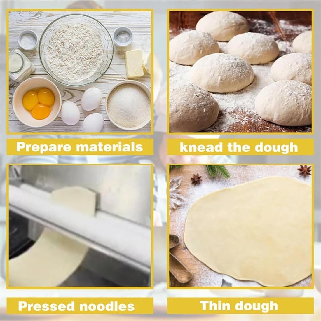 Laminadora de masa | Máquina manual de pasta | Grado comercial para pizza, panadería y pastelería | Ajuste de grosor de 0,5 mm a 27 mm | Tablero plegable de acero inoxidable