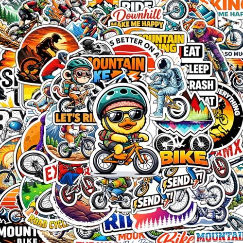 Mountain Bike Sticker Pack 60Pcs Vinyl Waterproof Decals