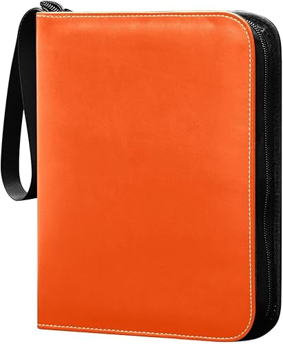 Orange Red Card Collecting Album in Sturdy PU Leather, 400 Pocket, Easy-to-Clean Waterproof Baseball Card Binder