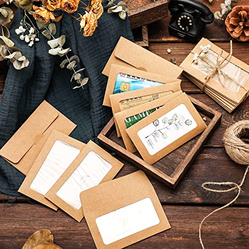 120 Packs Window Gift Card Envelopes Gift Card Sleeves Credit Card Size Envelopes Business Invitation Card Envelopes For Christmas Thanksgiving Gifts, 3.9 X 2.4 Inch (Kraft Color, Classic) #TOP6