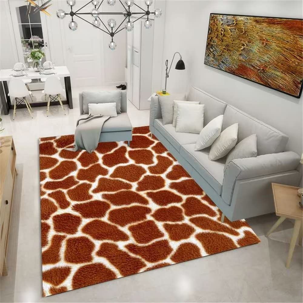 Tapis brun motif fourrure animale 80x120cm pour chambre ado et salon