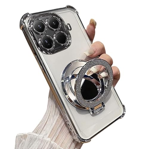 LUNBER-ARMOR�EFor Xiaomi 17T Pro �P�[�X 17TPro �J�o�[ ���b�L �N���A ���� TPU �����O�t�� �~���[�t�� �����Y�J�o�[�t�� �\�t�g�P�[�X �p �ی�For �V���I�~17T Pro �v��(�V���o�[)