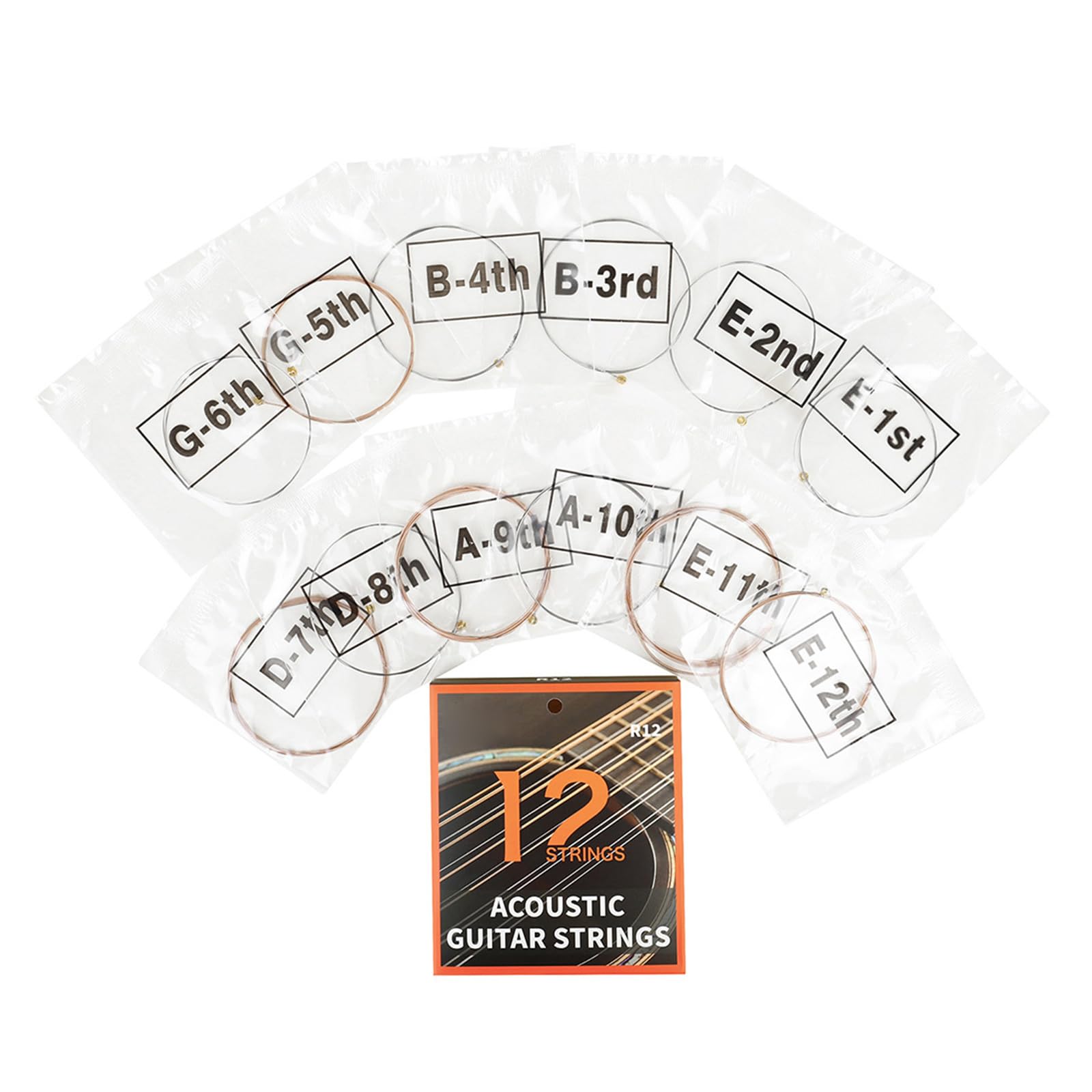Kit 12 Cordes Guitare Acoustique/Folk + Enrouleur 3-en-1 – Lot Complet Pour Guitare Classique Et Acoustique
