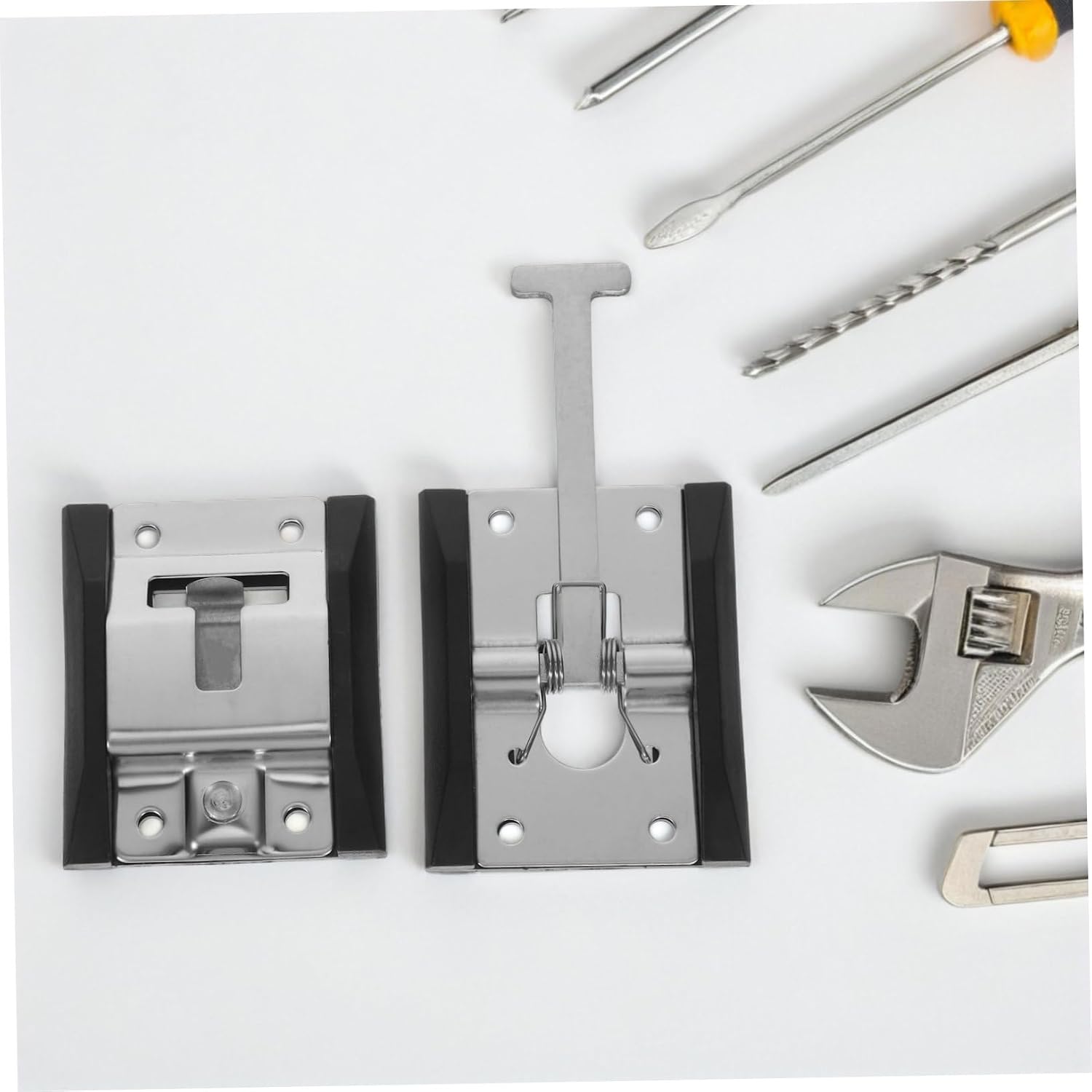 Stainless Steel RV Door Lock Clips Heavy Duty T-Style Cargo Trailer Door Holder for Secure Enclosed Trailer Locking Compatible RVs and Trucks