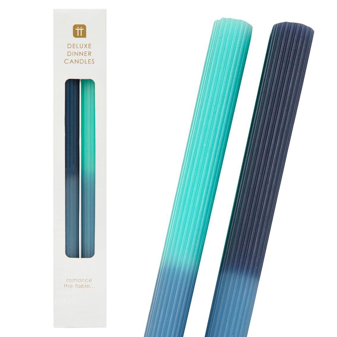 Talking Tables Ocean Ombre Tapered Dinner Candles Unscented Navy & Blue 2Pack,25 Cm,