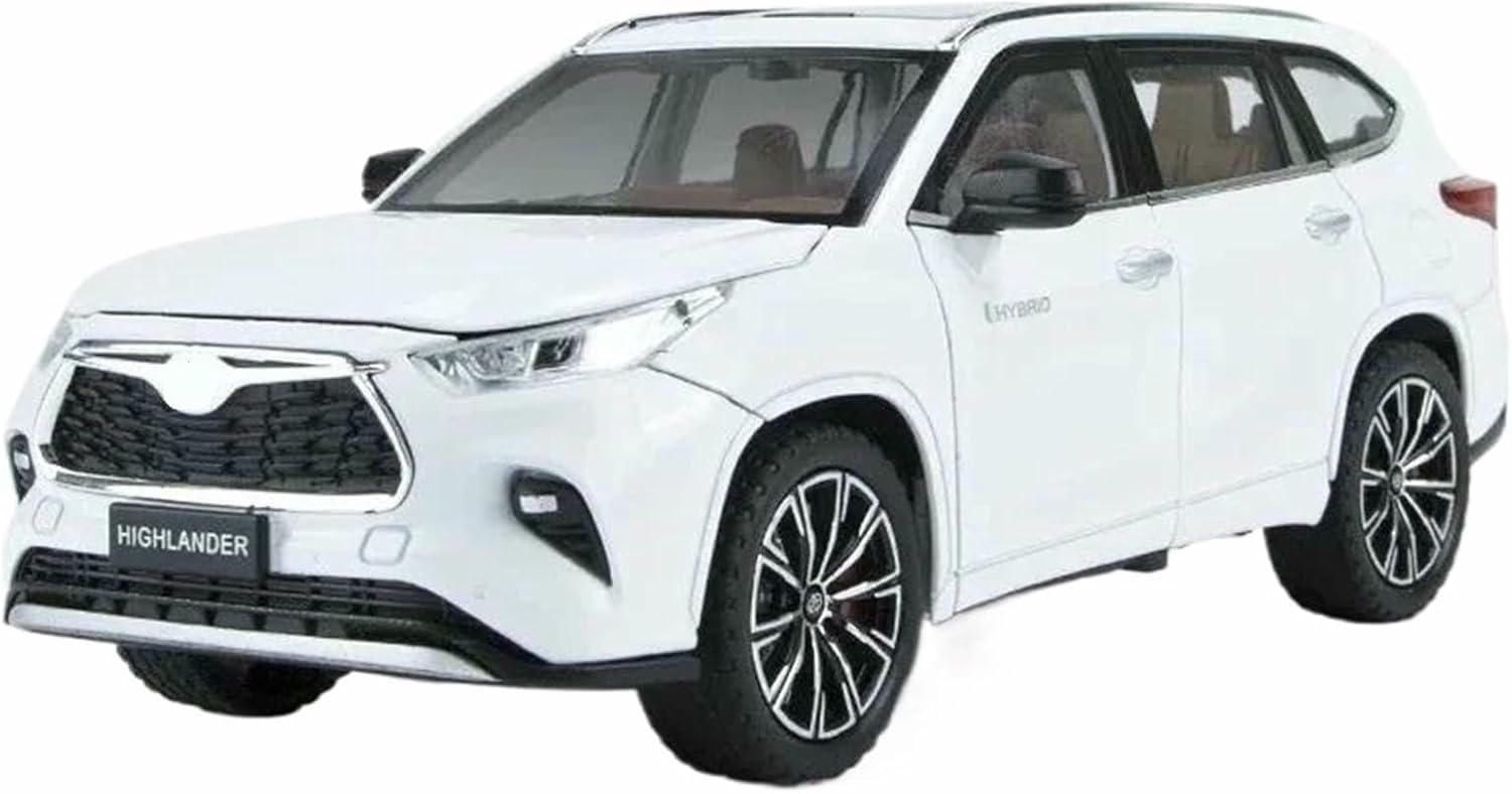 DEAVER Diecast 1:24 For Highlander Alloy Car Models Simulation Scale Vehicle Model Kit Display Souvenirs Collection(White)