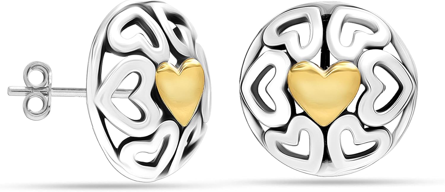 LeCalla 925 Sterling Silver Heart Stud Earrings Jewelry Lightweight Love Heart Shaped Earring for Women Valentines Day Gifts for Her