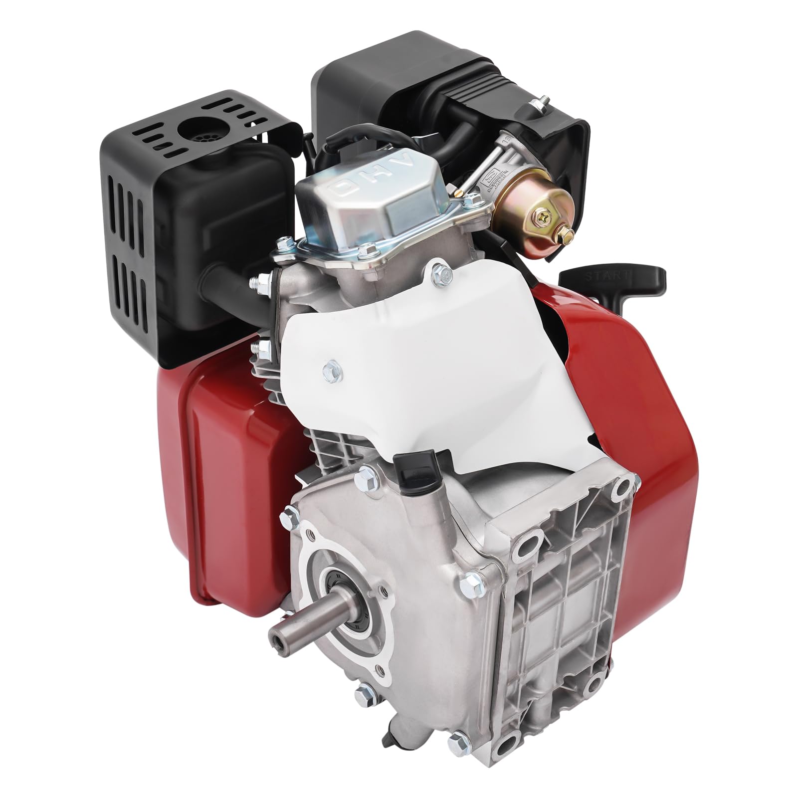 Motor de gasolina a gas, 4 tiempos, 7,5 HP, motor de gasolina, motor de kart, generador portátil a gas, arranque por cable (rojo)