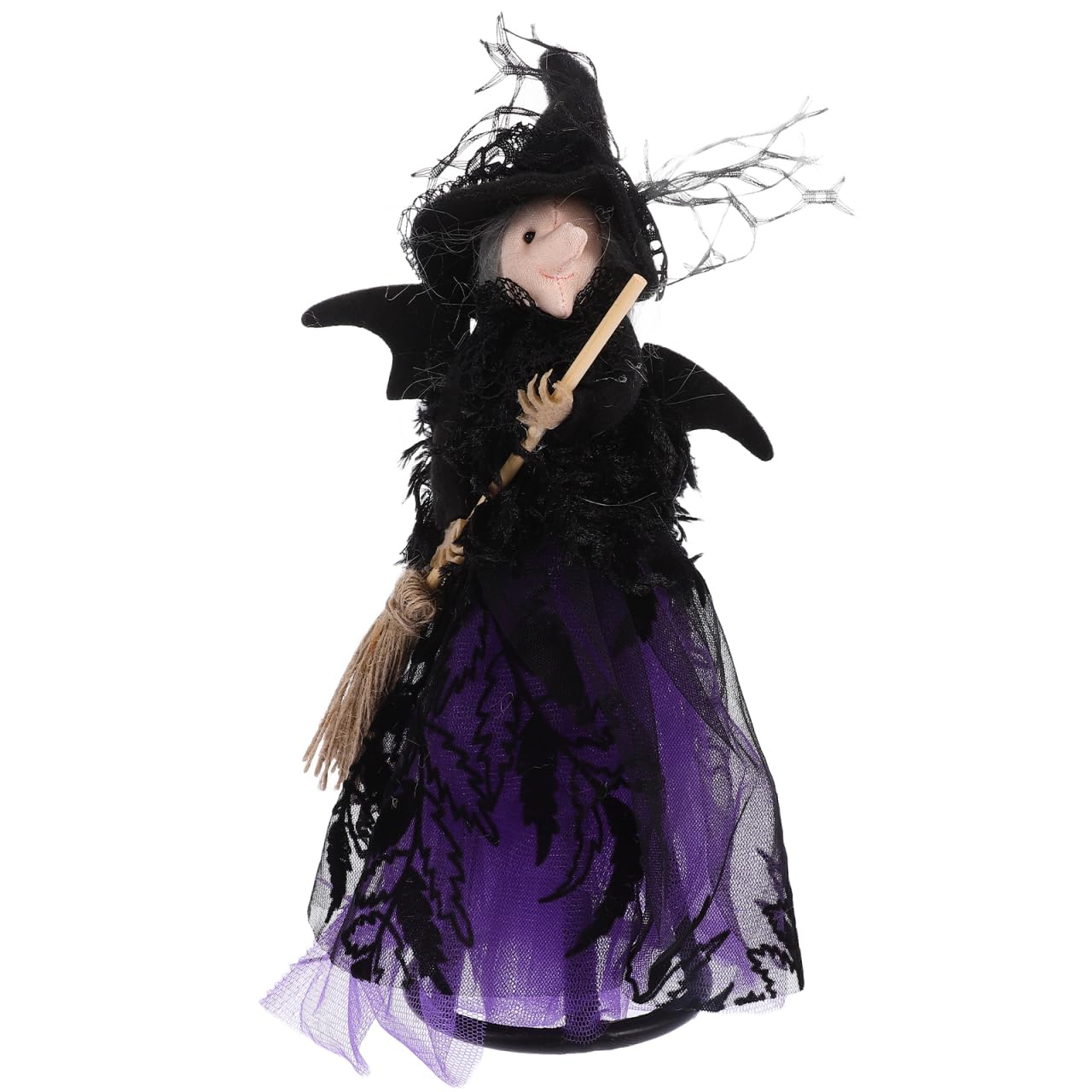 Warmhm Halloween Witch Ornament, Witch Doll with Hat and Broomstick