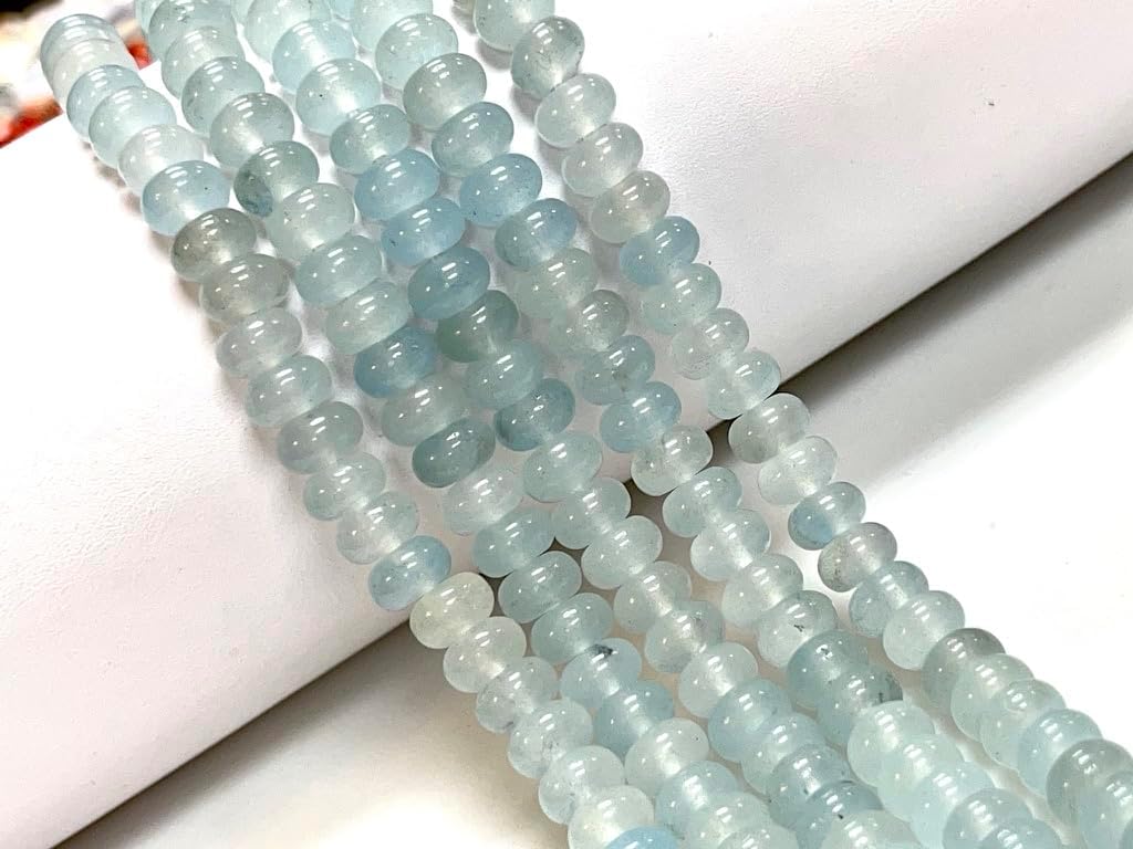 Quartz Smooth Rondelle Shape Beads, 16 Long Size 8mm Quartz Gemstone Beads, AAA Quality Beads, Jewelry Crafts (Blue Quartz)