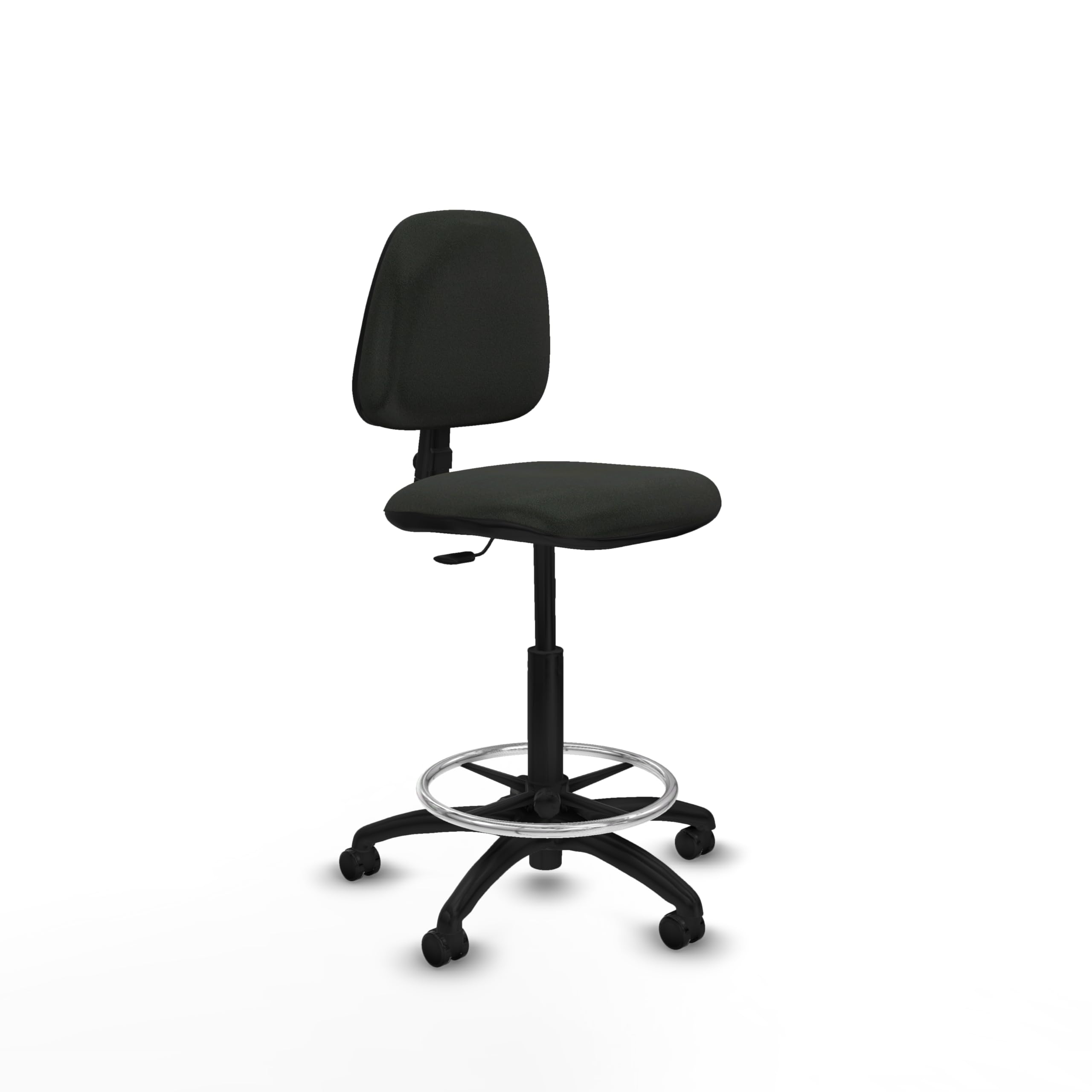 Piqueras y Crespo Taburete Isso: Taburete de Trabajo con Ruedas Ideal para Oficina, Silla recepcion Alta y Comodidad con Respaldo Regulable en Altura -