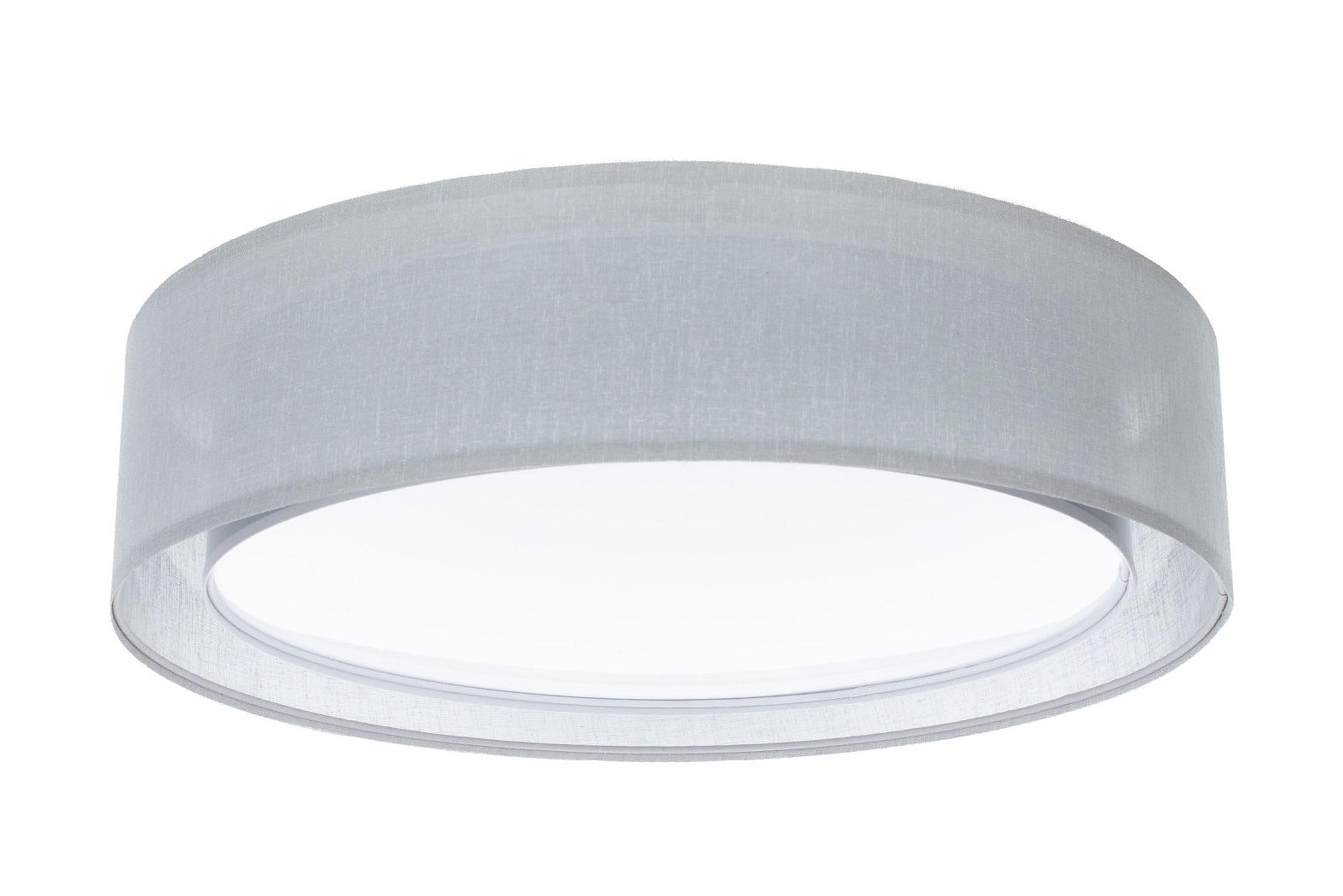 Licht-Erlebnisse Stilvolle Deckenlampe Stoffschirm Grau 2-flammig E27 blendarm wohnlich gemütlich Ø60 cm Textil Deckenleuchte Modern