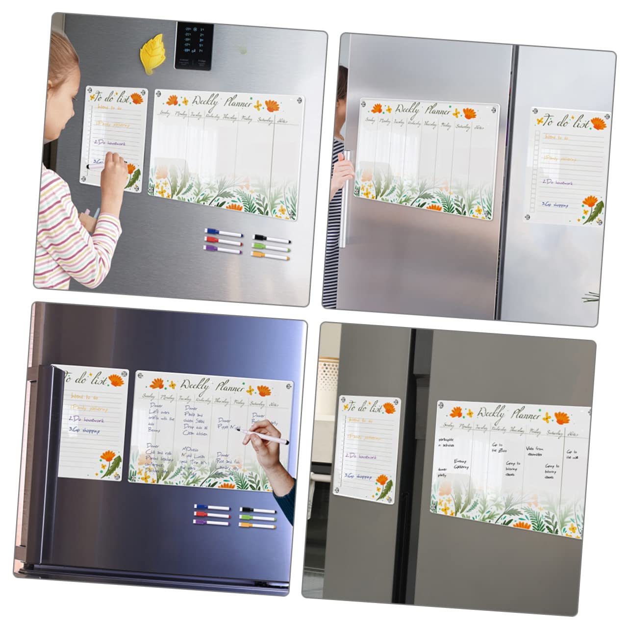 OSALADI Lavagna Magnetica Trasparente Per Frigorifero Planner Cancellabile Secco Riutilizzabile Per Note e Promemoria Calendario Settimanale Organizer Per Casa e Ufficio