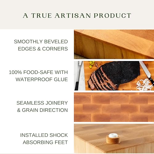 Miniatura 8 de Maple End Grain Cutting Board - Premium, Hand Crafted End Grain Wood Cutting Board for Kitchen - Seamless Butcher Block - Handmade Cutting Board