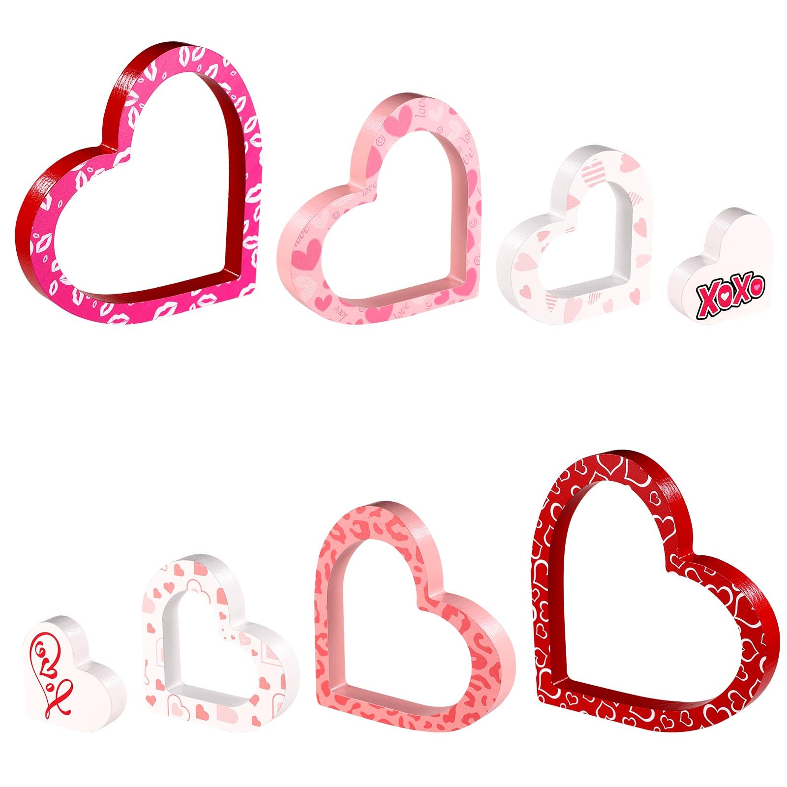4 Piezas de Letreros de Madera para el Día de San Valentín, Decoración de Escritorio con Forma de Corazón de Doble Cara para el Hogar Decoración de Mesa Regalo del Día de San Valentín