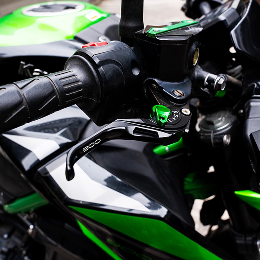 Palanca de pinza de freno CNC de motocicleta Compatible con Z900 Z 900 2017 2018 2019 2020 2021 2022 2023 2024 Palanca de freno de embrague Palanca de agarres ajustables (Verde)
