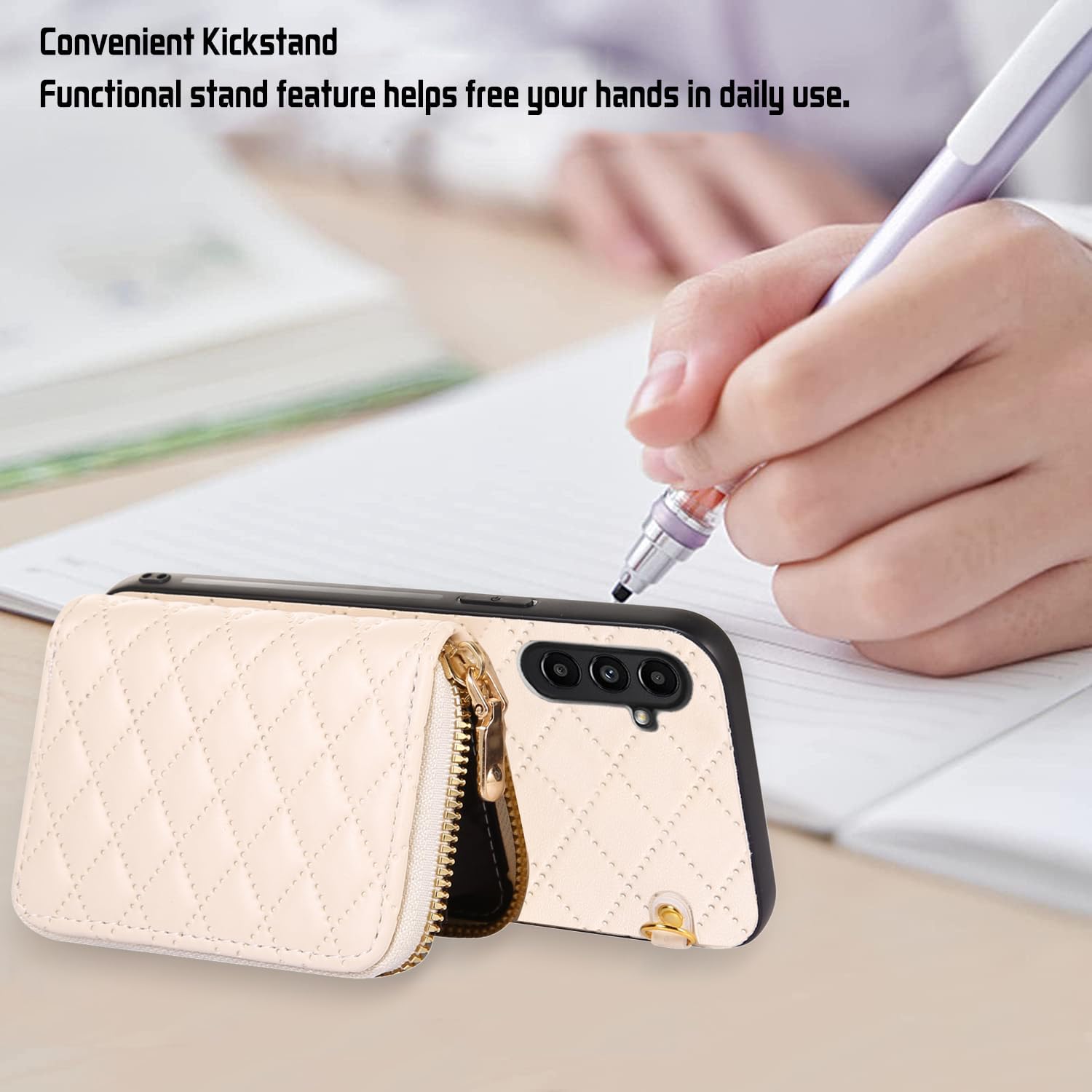 Compatible with Samsung Galaxy S25 Plus S25+ 5G Zipper Wallet Case with Shoulder Strap Flip Purse Card Holder Stand Phone Cover for S25Plus 25S + S 25 25+ S25Plus 25S 25+ White - Image 2