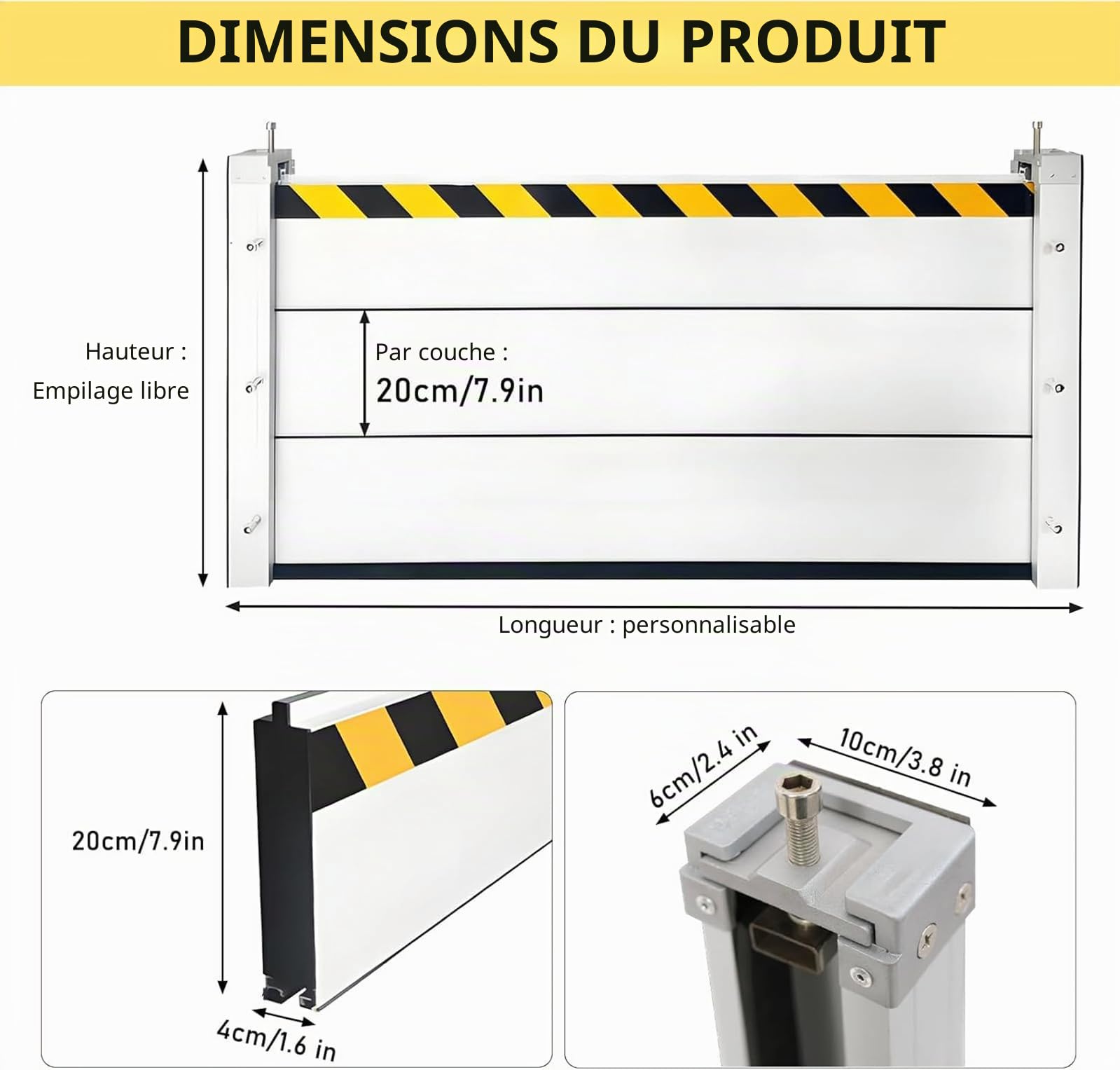 Barrière Anti-Inondation Réutilisable Aluminium Batardeau pour Entrées de Portails de Garages