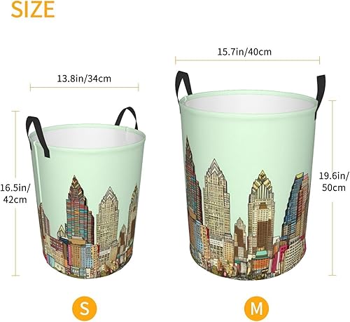 Miniatura 5 de Austin Texas - Cesta circular con estampado de Texas, impermeable, cesta organizadora de lavandería, con asas, para ropa, juguetes, tamaño mediano